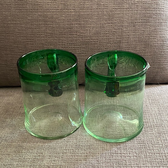Vintage Pair of Arabia Wartsila Finland Large Green Ombré Glass Mugs - Picture 6 of 10